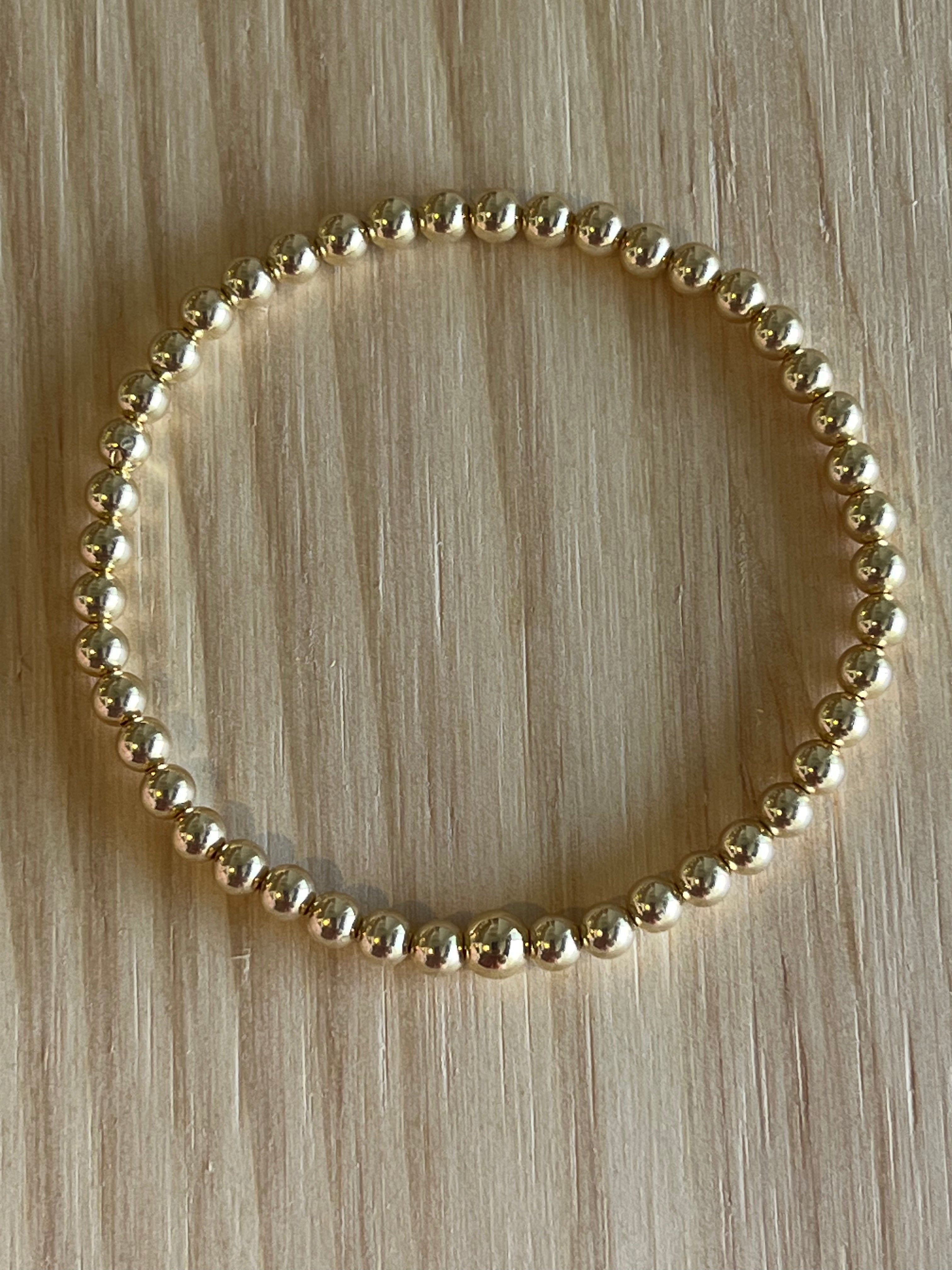 Cheapest 4mm 14k Gold Filled Beaded Bracelet 7