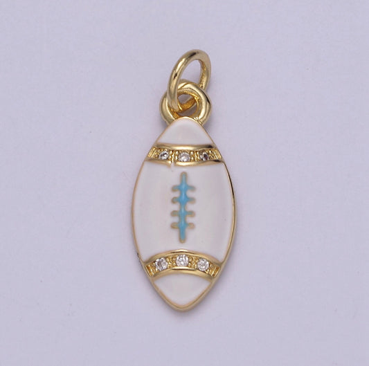 White Football Enamel CZ Charm