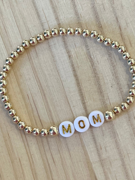 4mm Gold Filled Beaded Bracelet with Round Letters