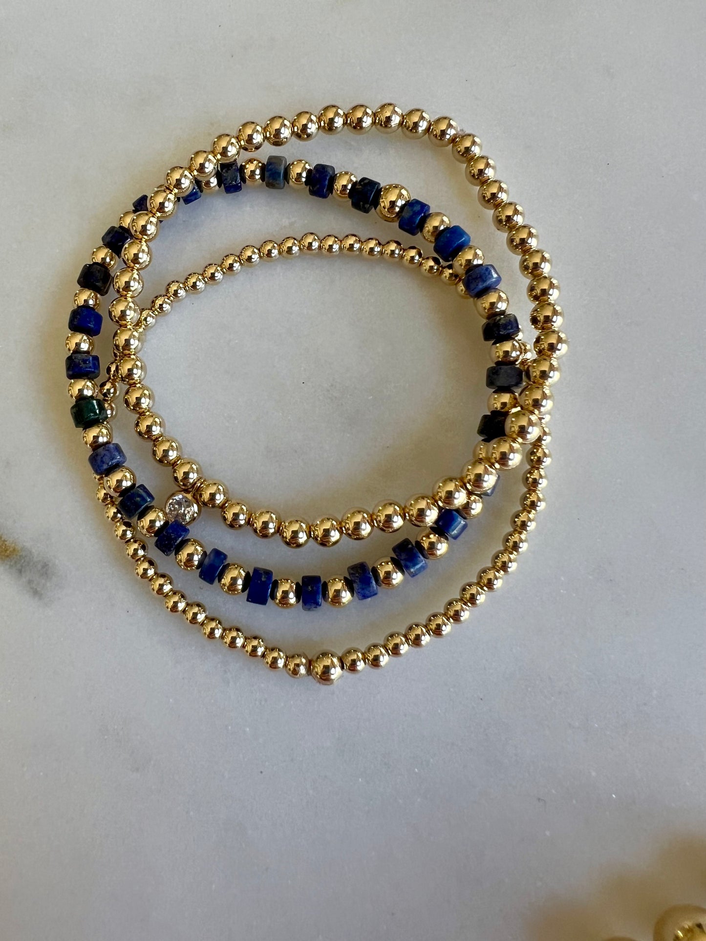 4mm Gold Filled Beaded Bracelet