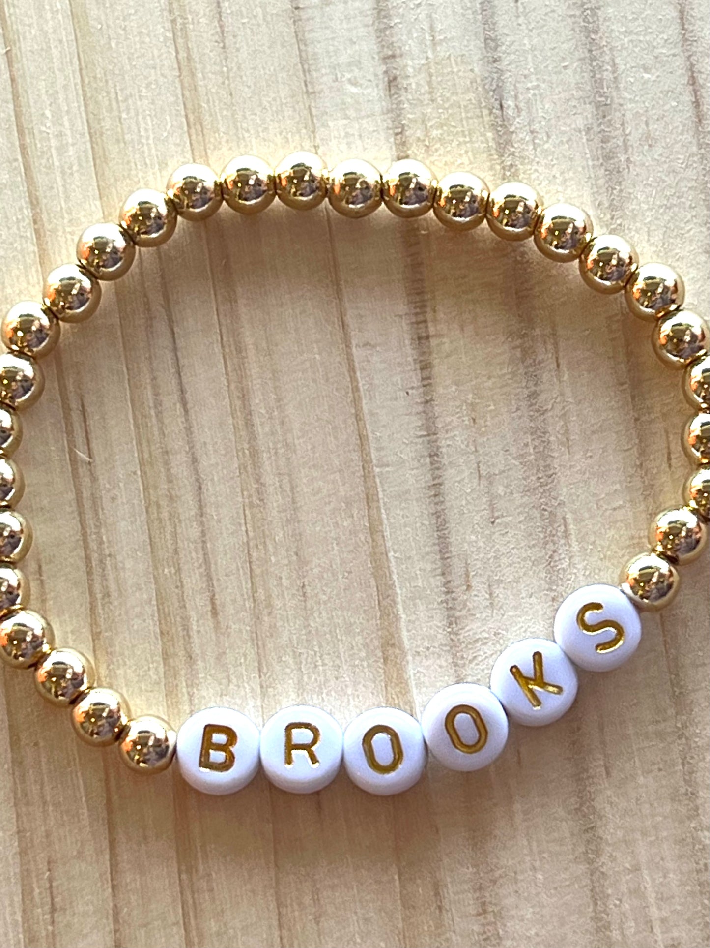 5mm Gold Filled Beaded Bracelet with Round Letters