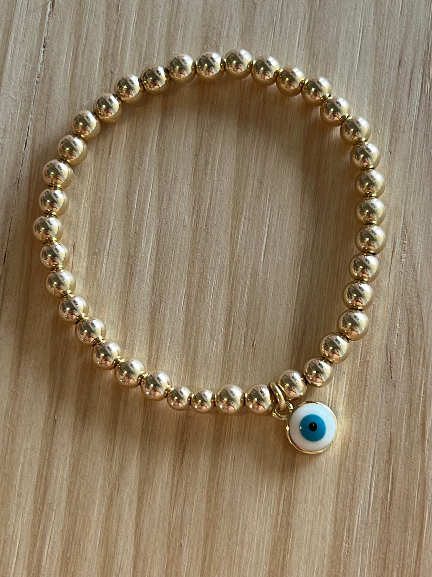 Evil Eye Charm on 5mm Beaded Bracelet