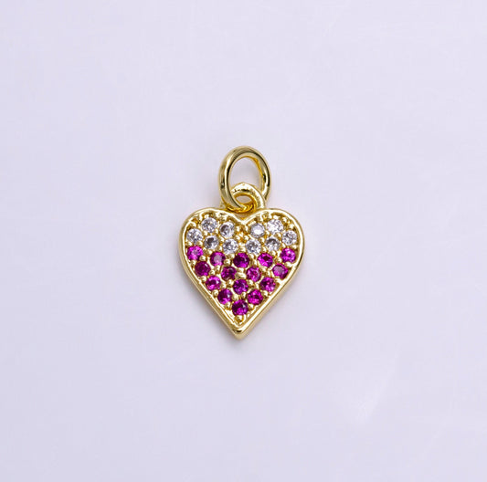 Clear / Fushia CZ Pave Heart