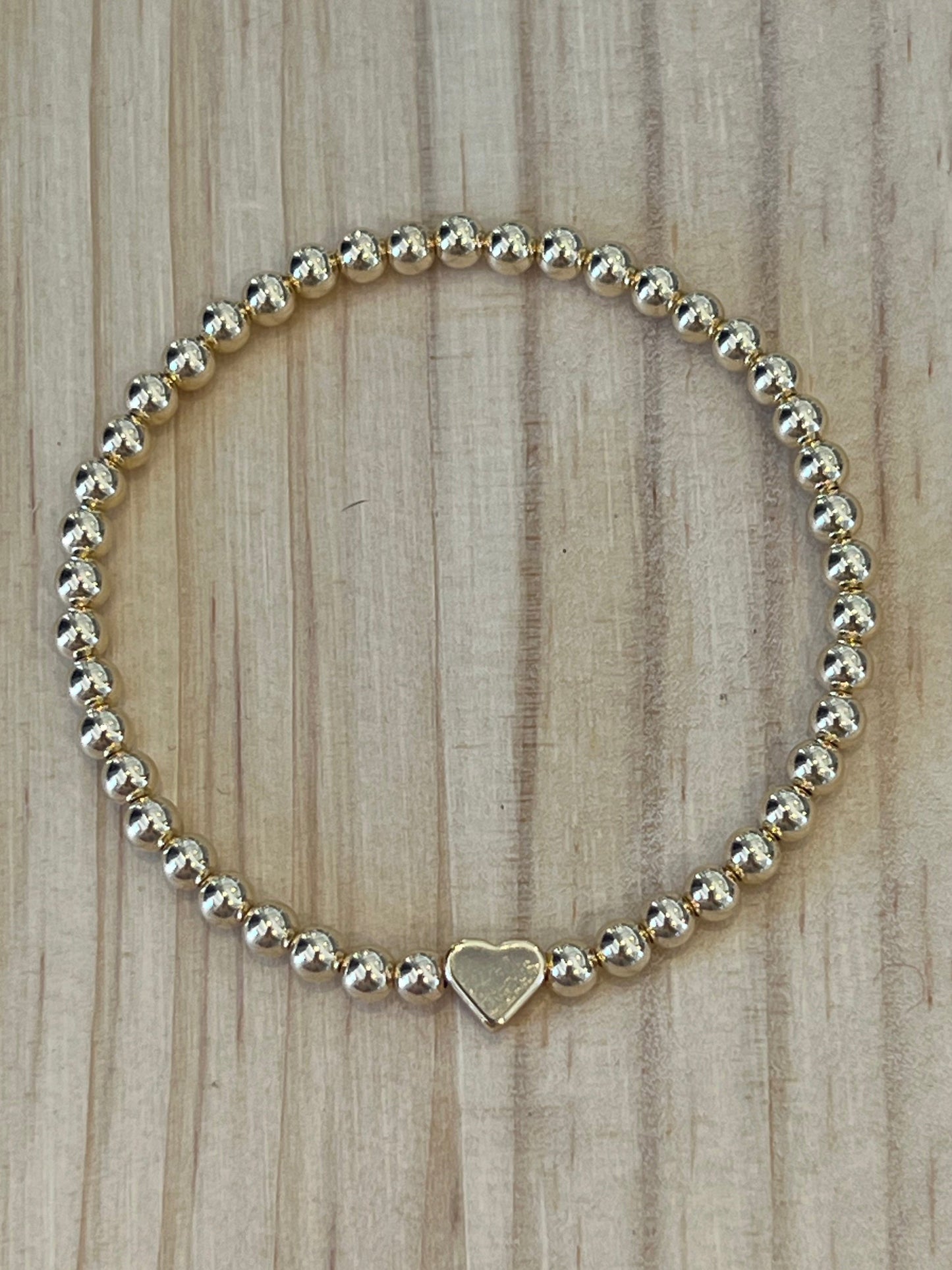 Mini Heart Bead on 4mm  Beaded Bracelet