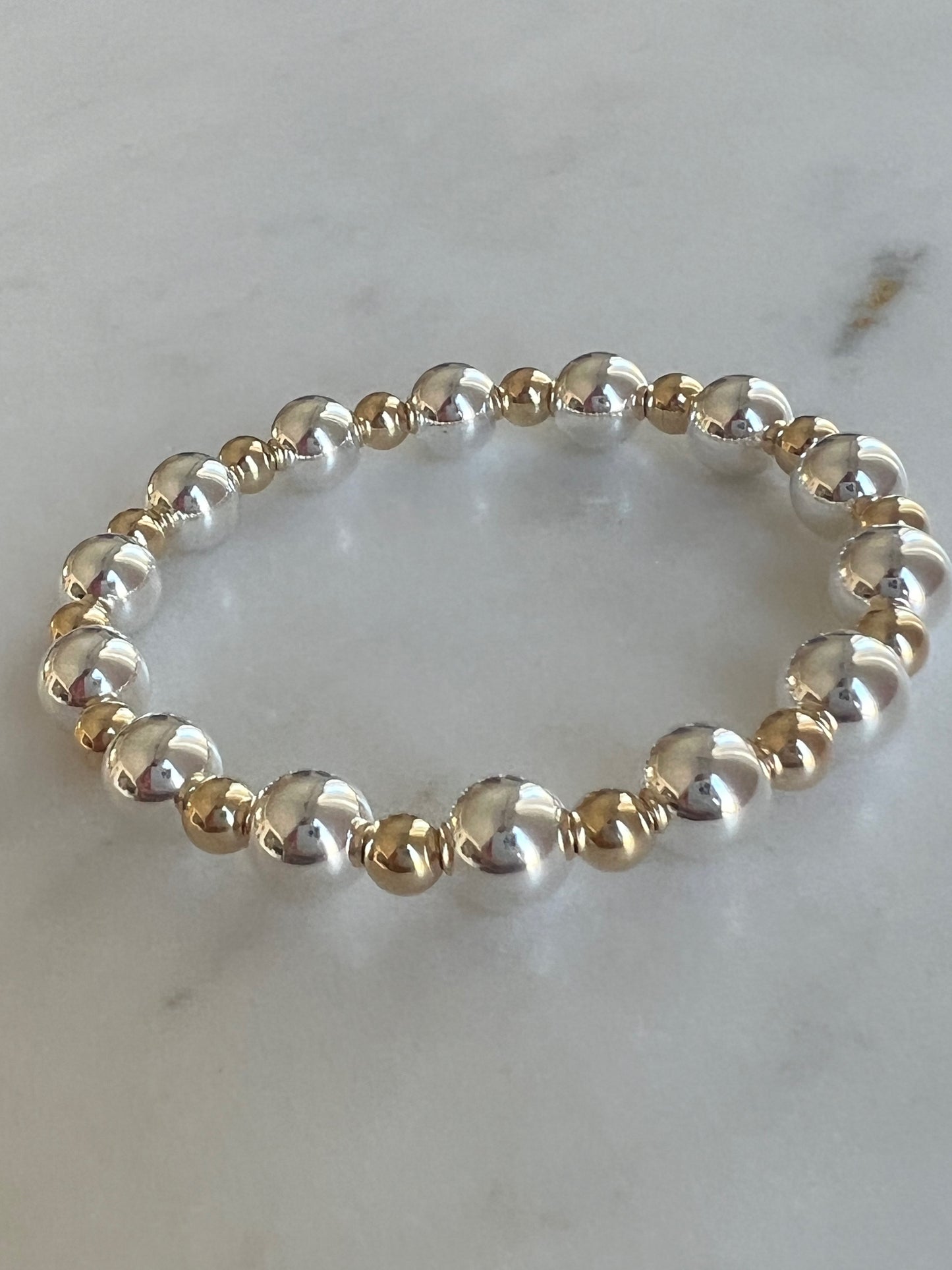 8mm Sterling Silver / 5mm Gold Filled Beaded Bracelet