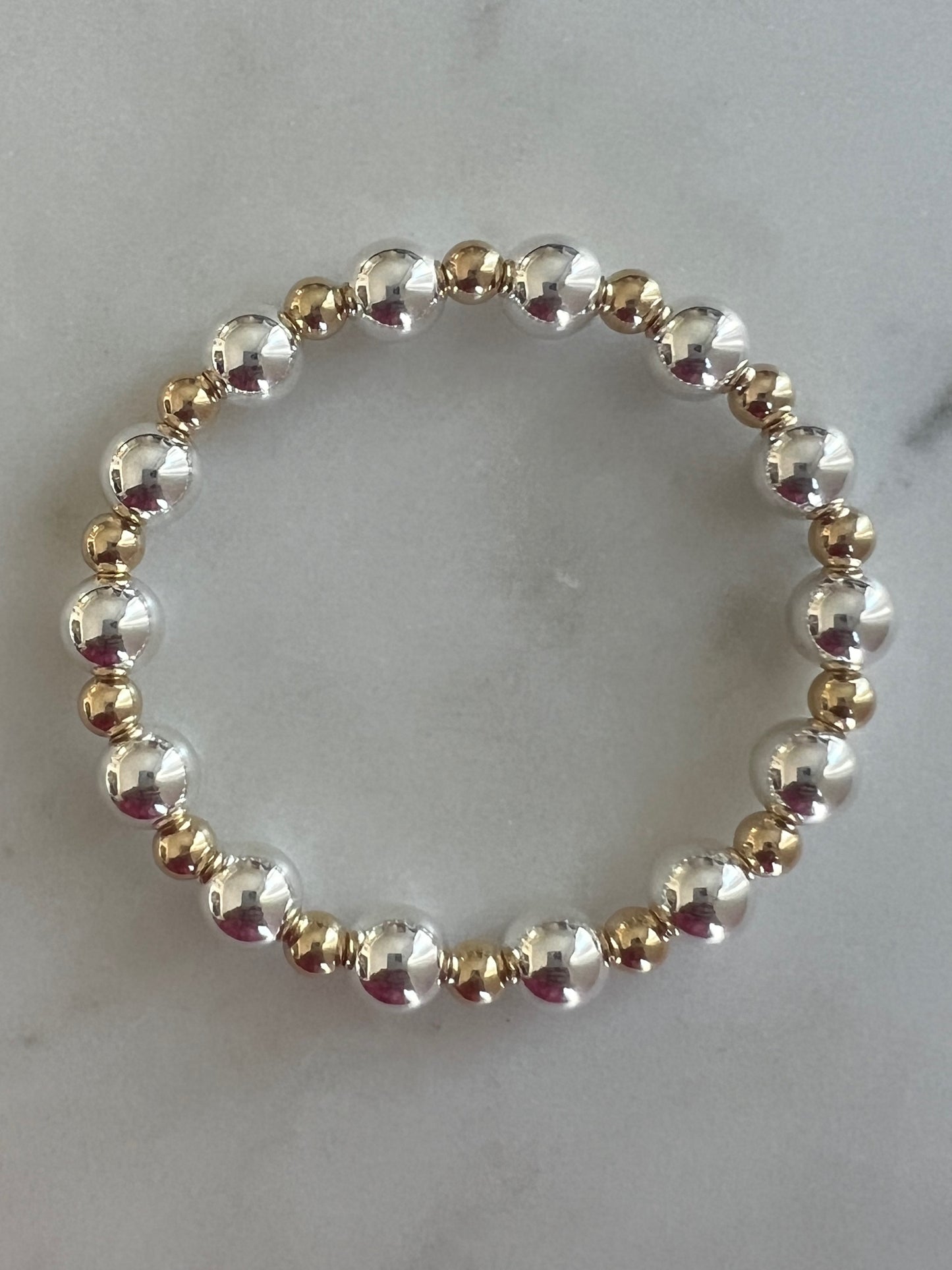 8mm Sterling Silver / 5mm Gold Filled Beaded Bracelet