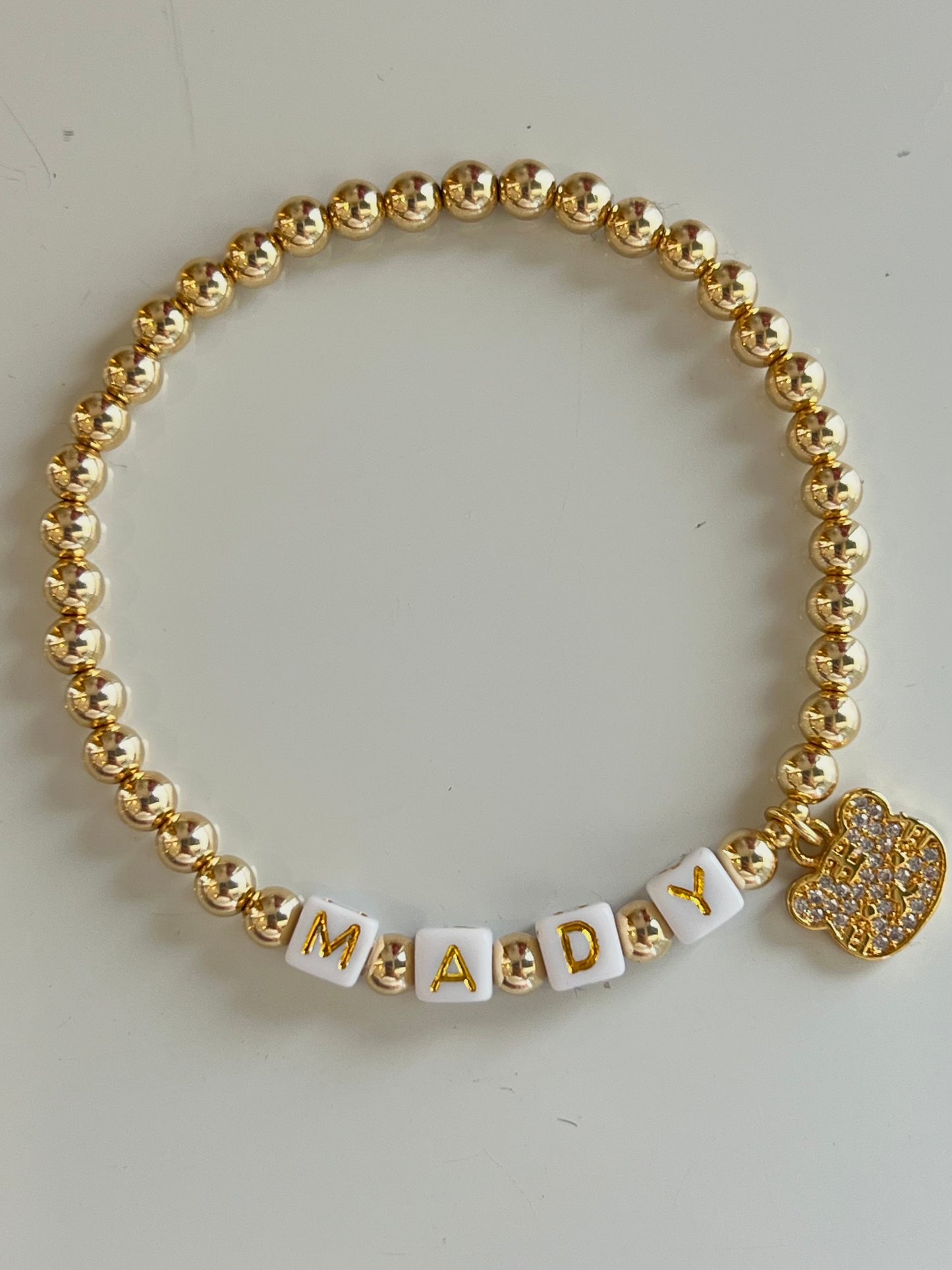 4mm Gold Filled Beaded Bracelet with Square Letters