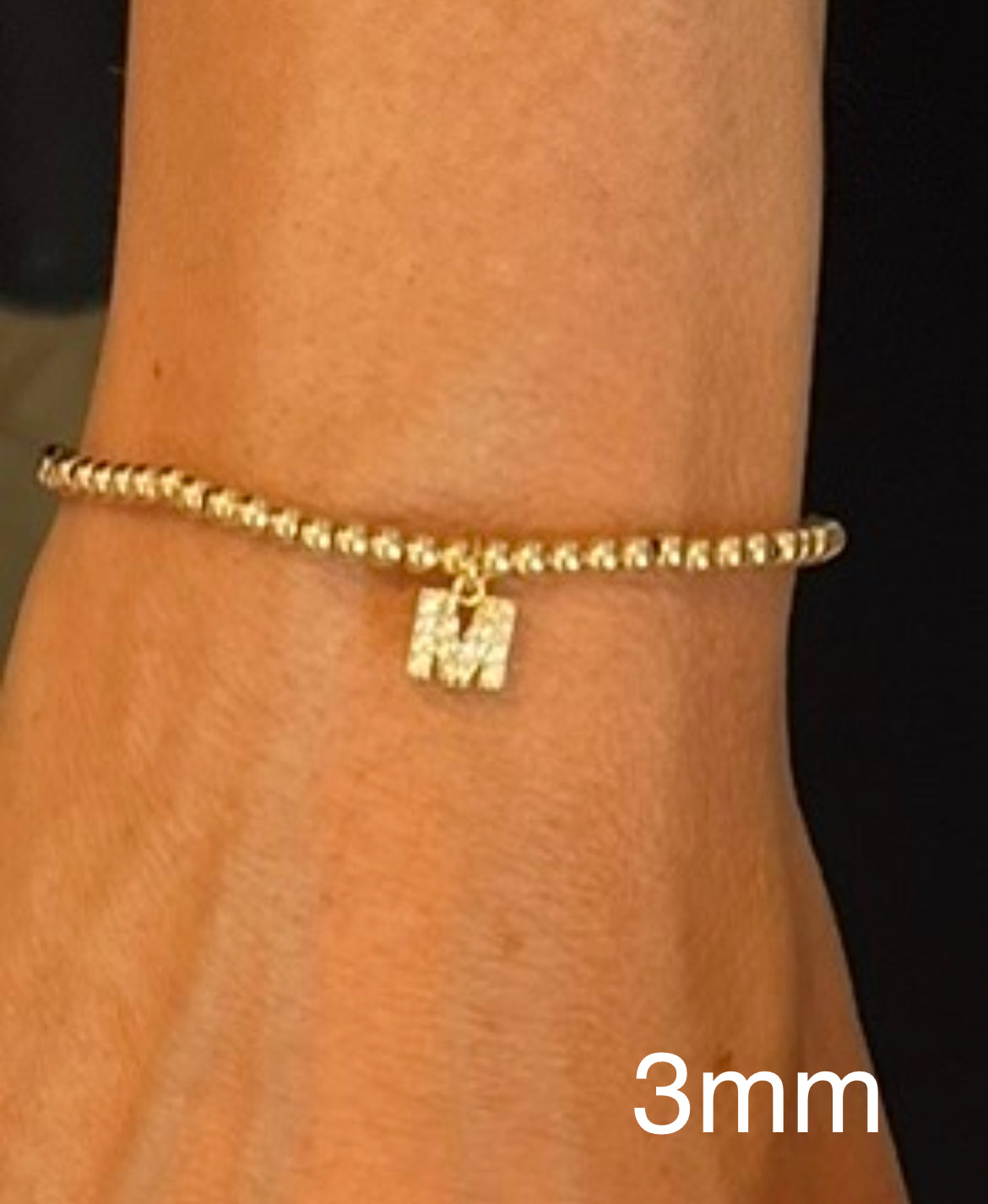 3mm Gold Filled Beaded Bracelet with Initial Charm (N-Z)